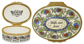 Ronald & Nancy Reagan Personally Owned Pillbox -- With our love